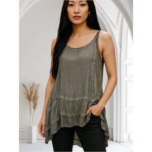 NEW Knox Rose Womens Size S Gray Tiered Sleeveless Top Boho Peasant Beach Summer